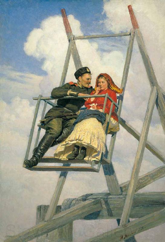Nikolai Yaroshenko On swing Norge oil painting art